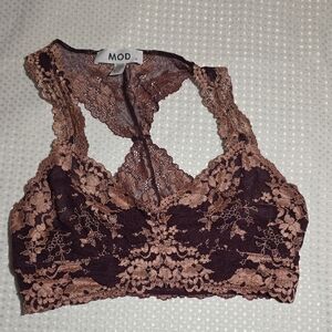 MOD Lace Bralette in Brown and Tan